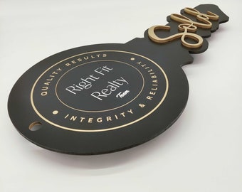 Sold Sign, Key Sold Sign, Logo Closing Photo Prop, Modern Key Sign for Realtors, 3D Realtor Gift, Closing Sign, Sold Sign, Custom