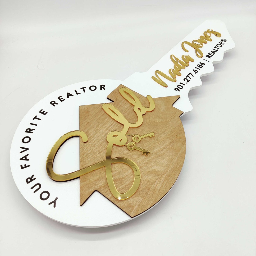 Realtor Closing Key Sold Sign, Realtor Closing Custom, Mirrored Sold Real Estate Agent Key ...