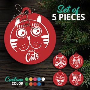 Personalized Cat Ornament, Gift for Cat Lover, Custom Christmas Ornament, Cat Lover Gifts, Gift for Pet, Cat Name Ornament