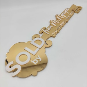 Sold by Sign, Realtor Key Sign, Closing Photo Prop, Modern Key Sign for Realtors, Realtor Gift, Custom Sign, Sign Custom