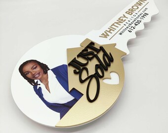Just Sold Sign, 3D Realtor Key Sign, Closing Photo Prop, Modern Key Sign for Realtors, Realtor Gift, Custom Sign, Got The Keys Sign