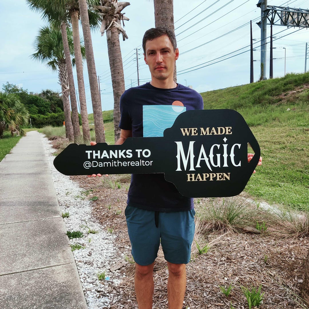 Modern Key Sign for Realtors, 3D Key Sold Sign, XXL 40