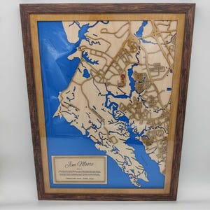 Mapa de madeira 3D com mensagem, mapa personalizado cortado a laser de qualquer cidade do mundo, gravado, arte de parede de madeira personalizada, mapa de presente de madeira