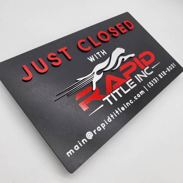 Just Closed Sign, Sold wooden, Closing gift Real Estate Agent Broker, Realtor Photo Prop Advertisement, Custom Sold Sign with LOGO