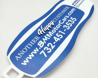 DEALERSHIP Sold Sign, Salesman Custom Accessory, Blue New Car key Shape, Gift