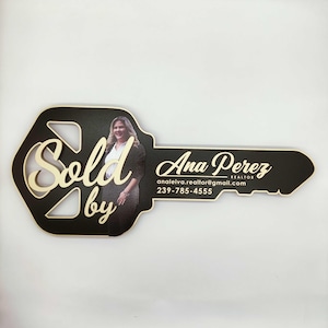 Photo Key Sign, Realtor Key Sign, Closing Photo Prop, Modern Key Sign for Realtors, Realtor Gift, Custom Sign, Sold by Sign