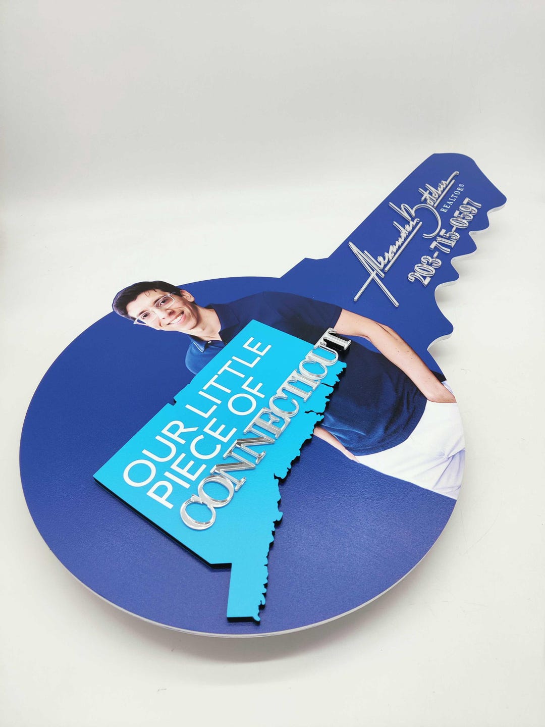 Silver Mirror Key Sold Sign With Photo, Modern Key Sign for Realtors ...
