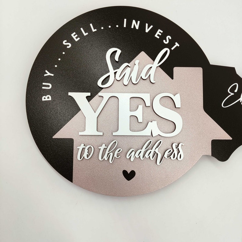 Realtor Key Picture Sign Said YES to the Address, 3D Realtor Custom Sign, Personalised Sign ...