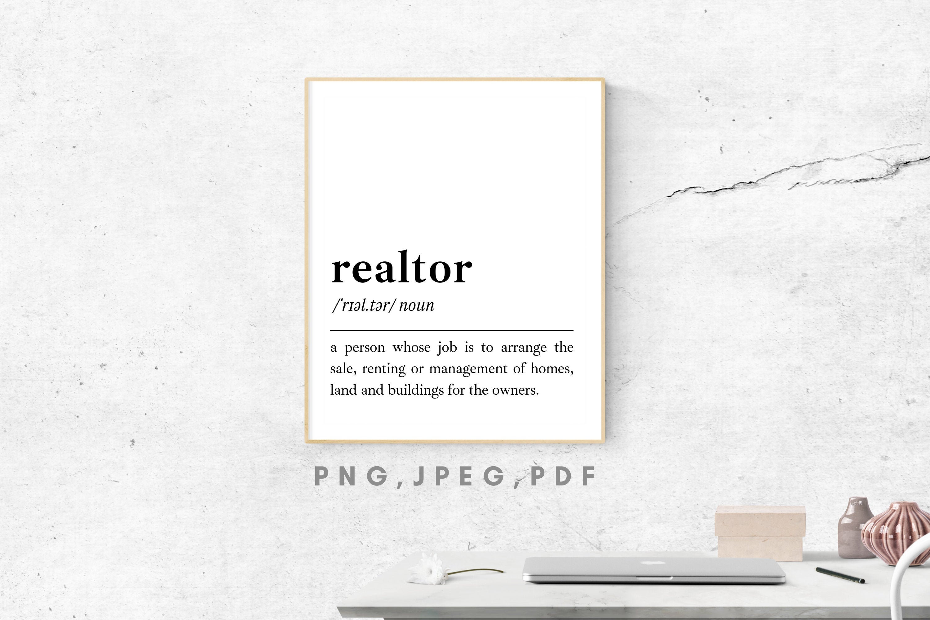 Realtor Definition Poster Real Estate Office Decorrealtor Etsy UK