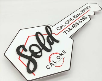 Sold Key Sign, 3D Closing day Custom sign, Sold Real Estate Agent Key, Closing Gift for Realtors, Real Estate Sold Key, Realtor Closed Sign