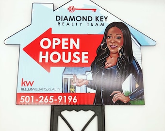 Open House Yard Sign, Open House Yard Sign, Directional Sign Open House, Yard Corrugated Plastic Sign, Realtor Bandit Sign, Flute