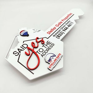 Said Yes To The Address, Land Shape Key Sold Sign, 3D Closing Photo Prop, Key Sign, Realtor Gift, Closing Sign, Sold Sign, Custom