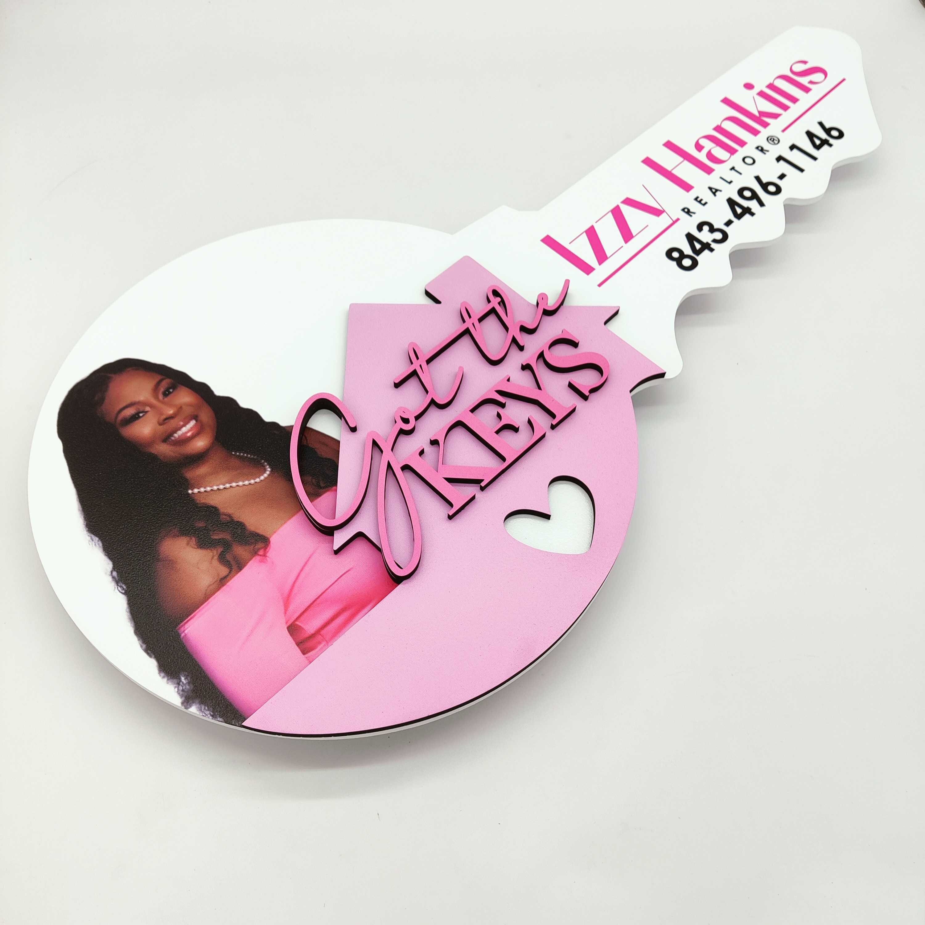 Realtor Key Picture Sign Pink Cute Realtor Sign With Photo, Realtor Key Sign, Closing Photo Prop ...
