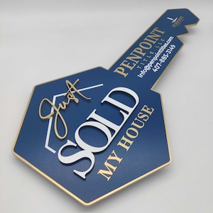 Just Sold My Home, Blue Key Sold Sign, 3D Closing Photo Prop, Modern Key Sign for Realtor, Realtor Gift, Closing Sign, Sold Sign, Custom