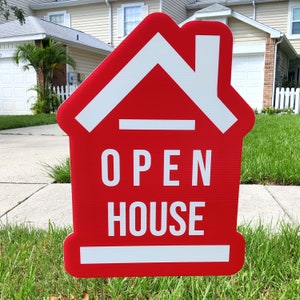 Open House Sign, Realtor Open House Sign, Real Estate Custom Sign, House Shaped Realtor Yard Sign, Open House Flute Sign, Open House Sign