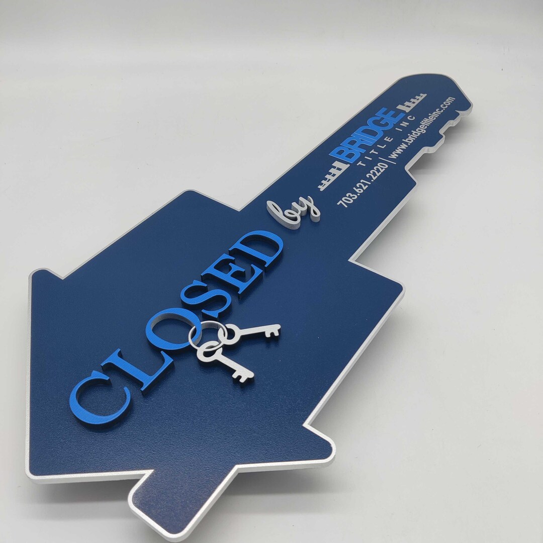 Closed by Key, 3D House Shaped Key Sign, Sold Real Estate Agent Key ...