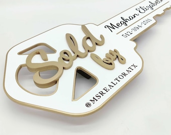 Sold by Key Modern, Closing Photo Prop, Modern Key Sign for Realtors, Realtor Gift, Closing Sign, Sold Sign, Custom