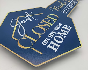 Cartello personalizzato con chiave ritagliata per marketing immobiliare, "Chiave appena chiusa", accessorio fotografico per social media per agenti immobiliari, cartello "Venduto" personalizzato, regalo per agenti immobiliari