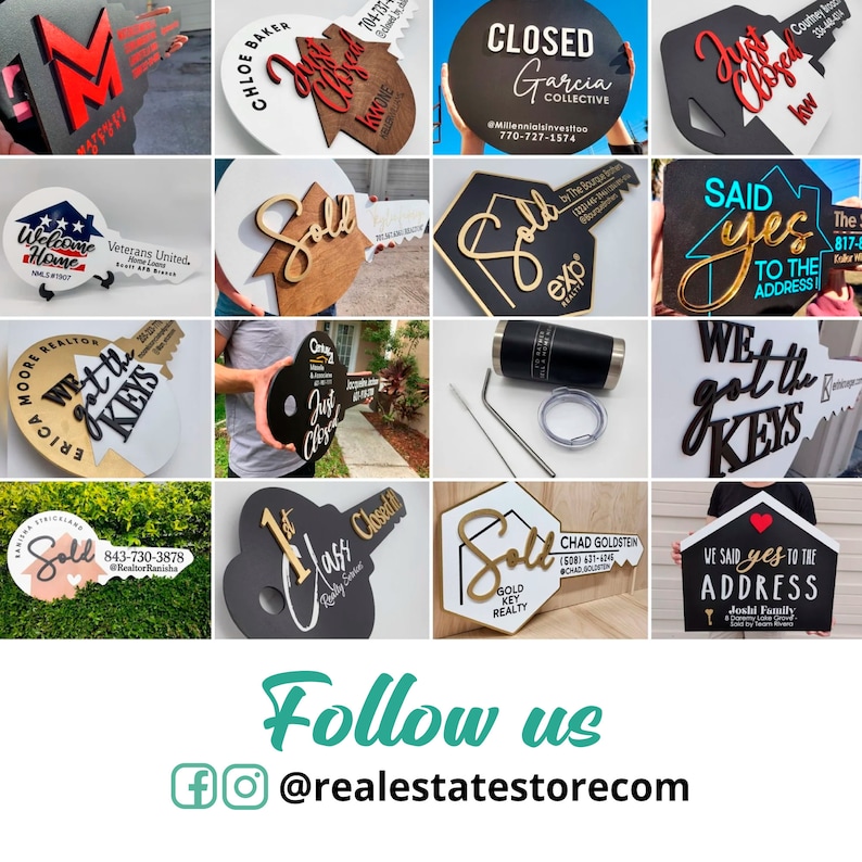 Closing Photo Prop, Modern Key Sign for Realtors, Realtor Gift, Closing Sign, Sold Sign, Custom, We got the keys image 10