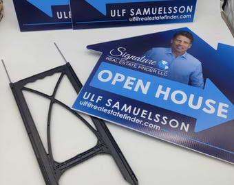 Custom House Shaped Yard Sign, Open House Yard Sign, Directional Sign Open House, Yard Corrugated Plastic Sign, Realtor Bandit Sign, Flute