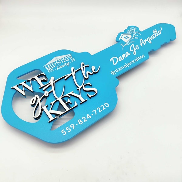 We got the keys, Closing Photo Prop, Modern Key Sign for Realtors, Realtor Gift, Closing Sign, Sold Sign, Custom 3d Sign