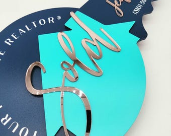 Realtor Sign Rose Gold Sold, 3D Closing Custom, Sold Real Estate Agent Key, Closing Gift for Realtor, Real Estate Sold Key, Mirror Sold Sign