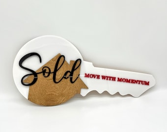 Personalized Realtor Sold Acrylic Key Sign: Custom Closing Photo Prop