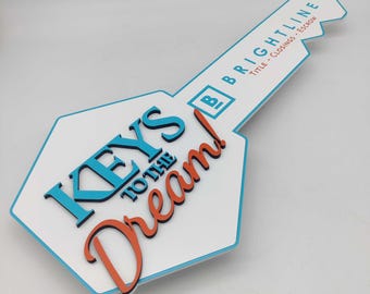 Keys to the Dream Sign, White Key Sign, 3D Closing Photo Prop, Giant Key Logo Sign for Realtor, Realtor Gift, Closing Sign, Sold Sign,Custom