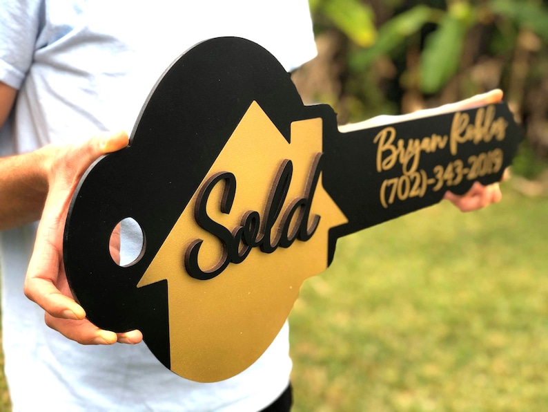 SOLD Key Sign for Realtors Key Shape Prop for Realtors Etsy