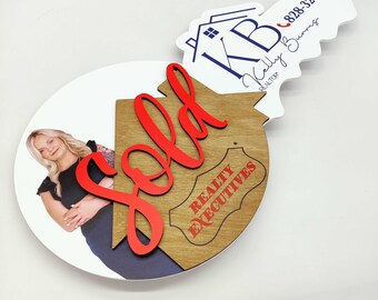 Sleutelbord verkocht, sleutelbord makelaar, 3D sluitingsfoto prop, modern sleutelbord voor makelaars, cadeau makelaar, aangepast bord, bord gekregen