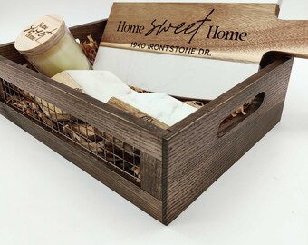 Cesta de regalo, regalo para el nuevo hogar, cesta de regalo para el hogar, cesta de regalo para el nuevo propietario de la casa, caja de regalo para el nuevo hogar, juego de regalos para el nuevo hogar, cesta de regalo personalizada