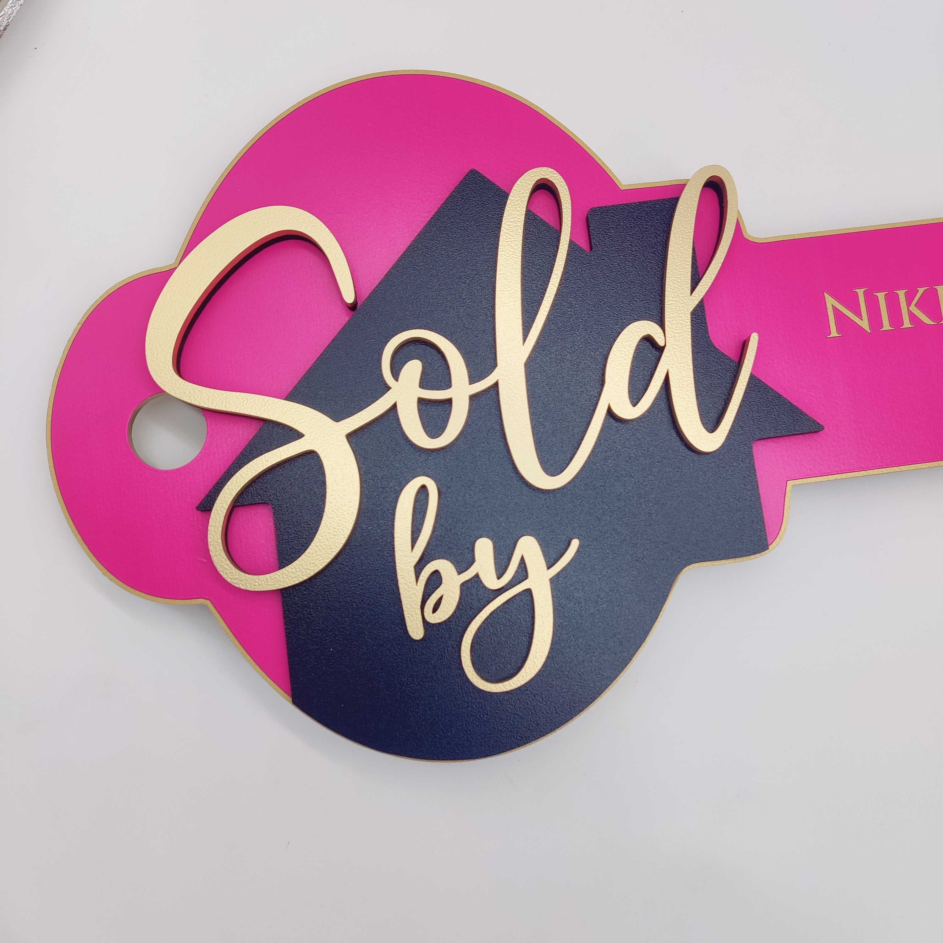 Sold Key Realtor Sold Key, Pink Wood Key Sign, 3D Sold Real Estate Key, Closing ...