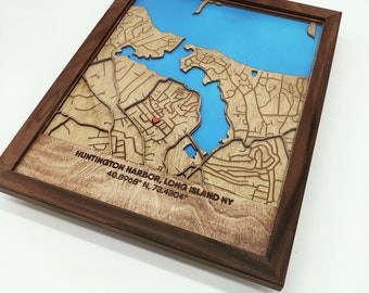 Muurdecoratie stadskaart, 3D-aangepaste kaart Elke stad ter wereld, houten 3D-stadskaart, verjaardagscadeau, decor kunst aan de muur