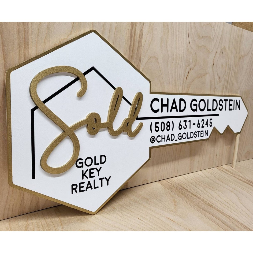 Realtor Key Sold Sign, Closing Photo Prop, Modern Key Sign for Realtors