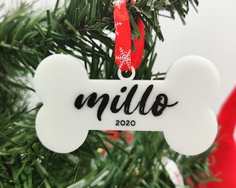 Personlig julgransprydnad för hundben, Anpassad julgransprydnad, Gåva för hundälskare, Personlig julgransprydnad för husdjur, Hundprydnad