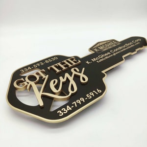 Got the keys Sign with Logo, Closing Photo Prop, Modern Key Sign for Realtors, Realtor 3D Gift, Closing Sign, Sold Sign, Custom 3D Gift