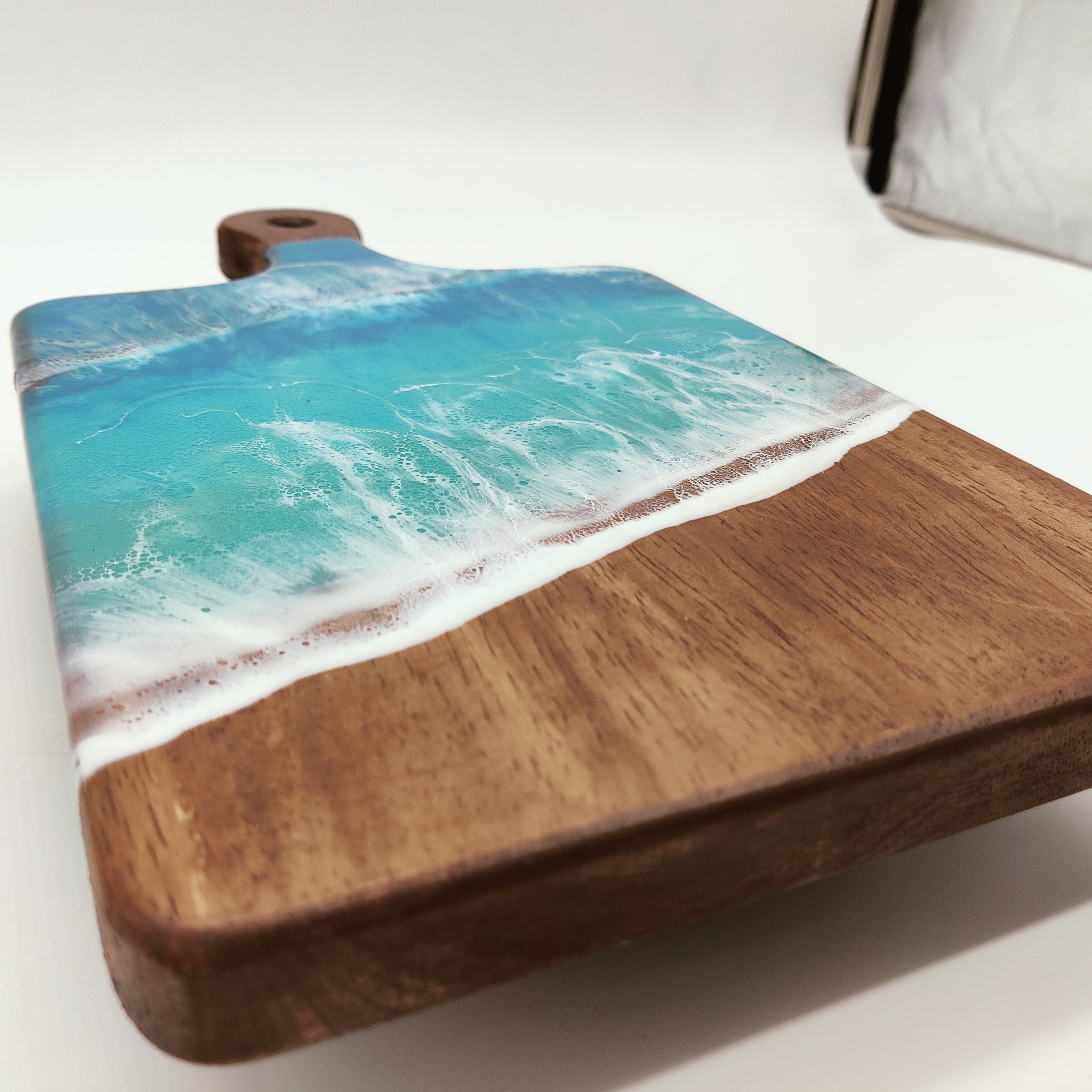 Ocean Epoxy Resin Wooden Cutting Board, Personalized Cutting