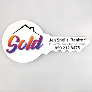 Custom Real Estate Marketing Cutout Key Sign, Realtor Social Media Photo Prop, Personalized Sold Sign, Realtor Gift, Realtor Key Sign