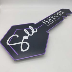 Flat Sold Sign, Real Estate Sold Sign, Realtor Key Sign, Real Estate Marketing, Custom Logo, Key Sign, Gift for Realtors, Black Custom Key
