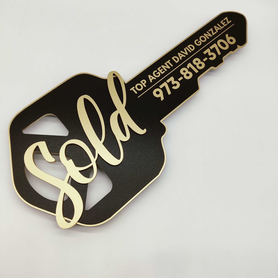 Sold Key 3D Sold Key Modern, Gold Closing Photo Prop, Modern Key Sign for ...