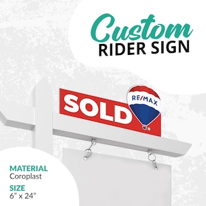 Sold Rider Sign 6&quot;x24&quot;, Open House, House For Sale, For Sale, For Rent, For Lease