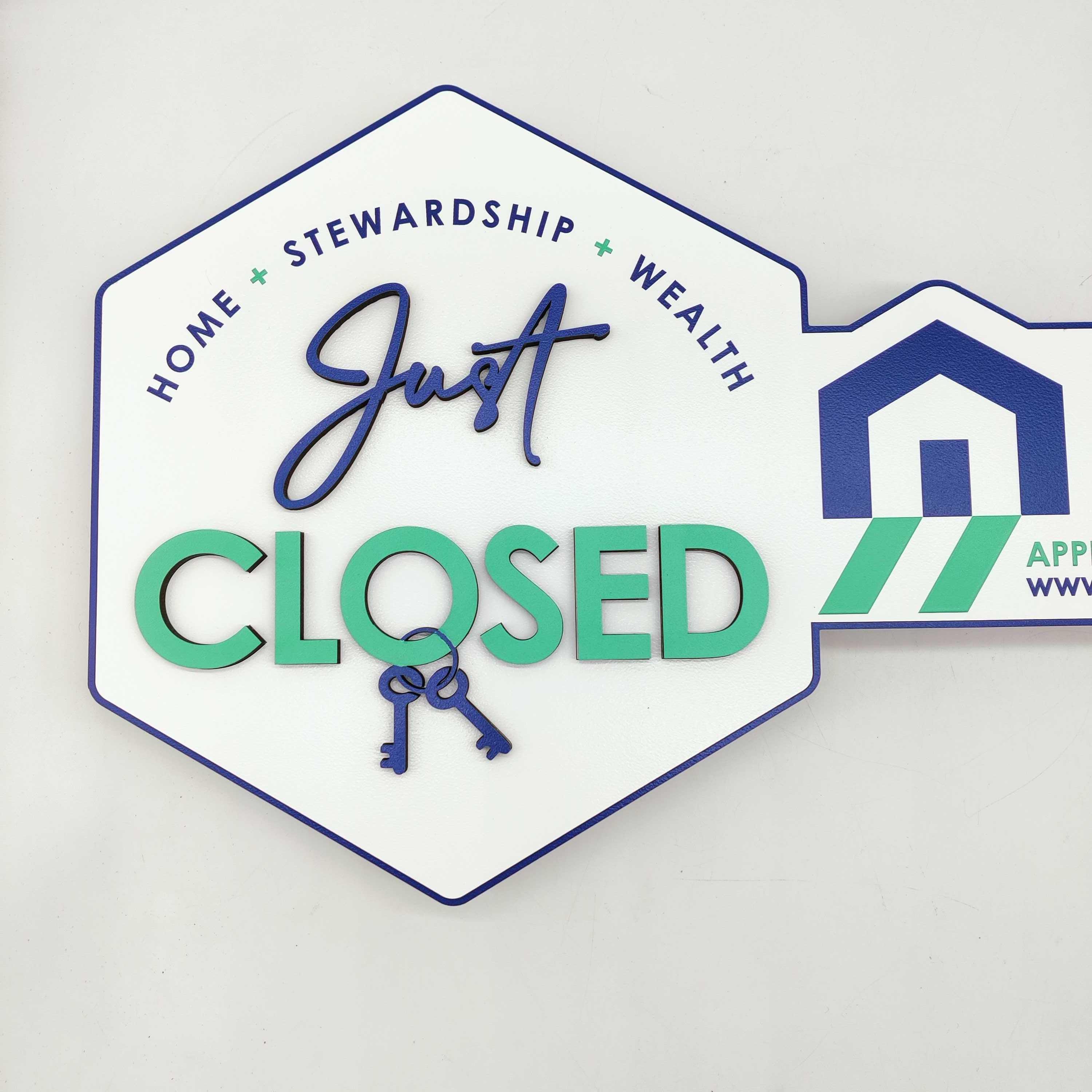 Just Closed Signage With Logo, 3D Key Sign, Closing Photo Prop,key Sign ...