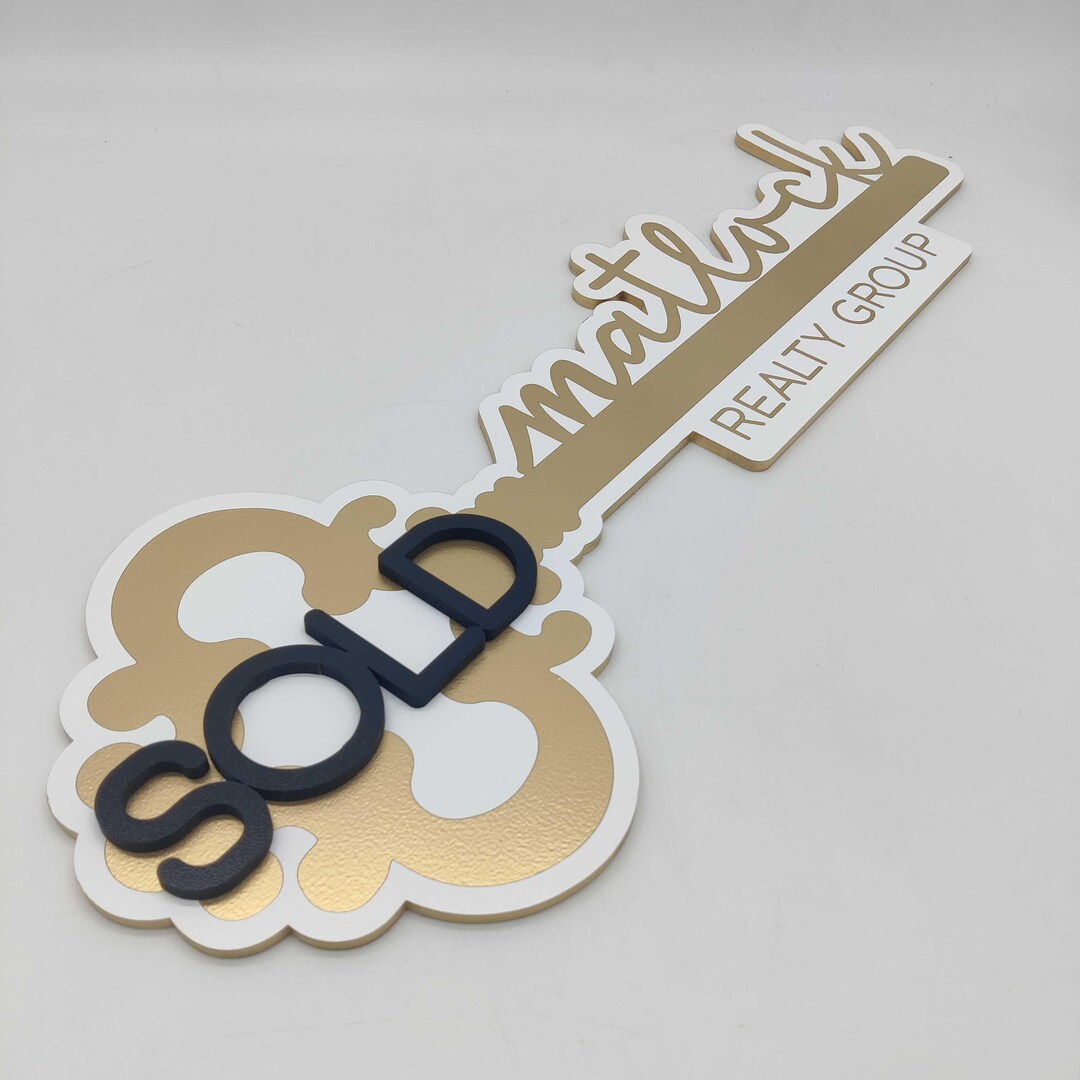 Sold Key Sign Vector Sold Key Sign With Logo, 3D Closing Custom Shape, Sold Real Estate ...