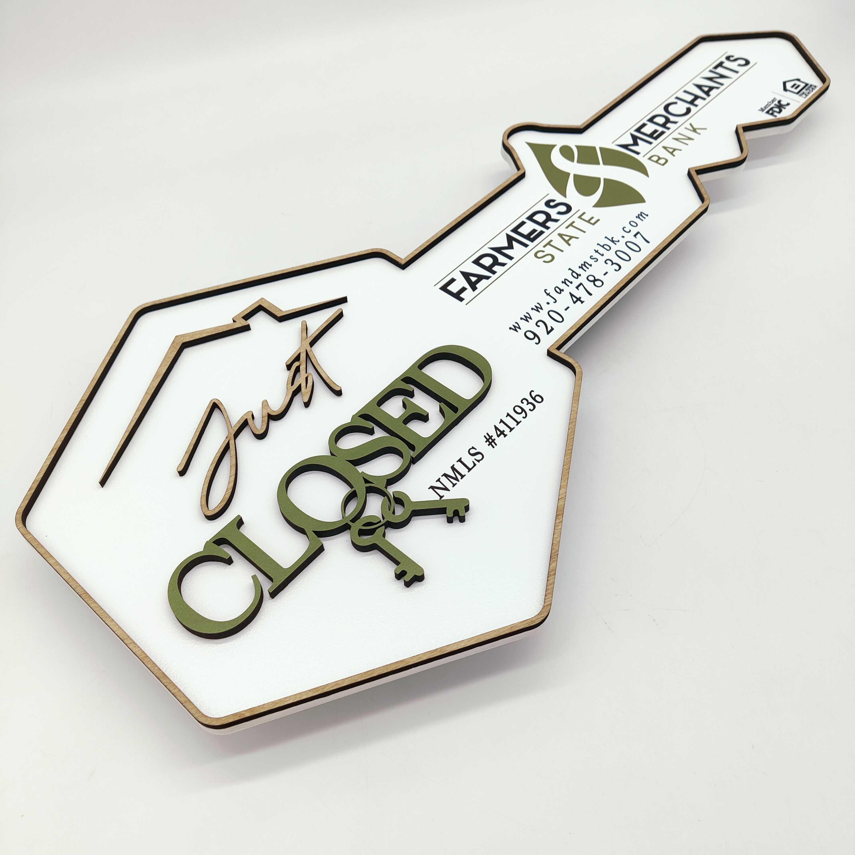Closing day Custom sign, 3D Just Closed, Sold Real Estate Agent Key, Closing Gift for Realtors, Real Estate Sold Key, Natural Colors Sign