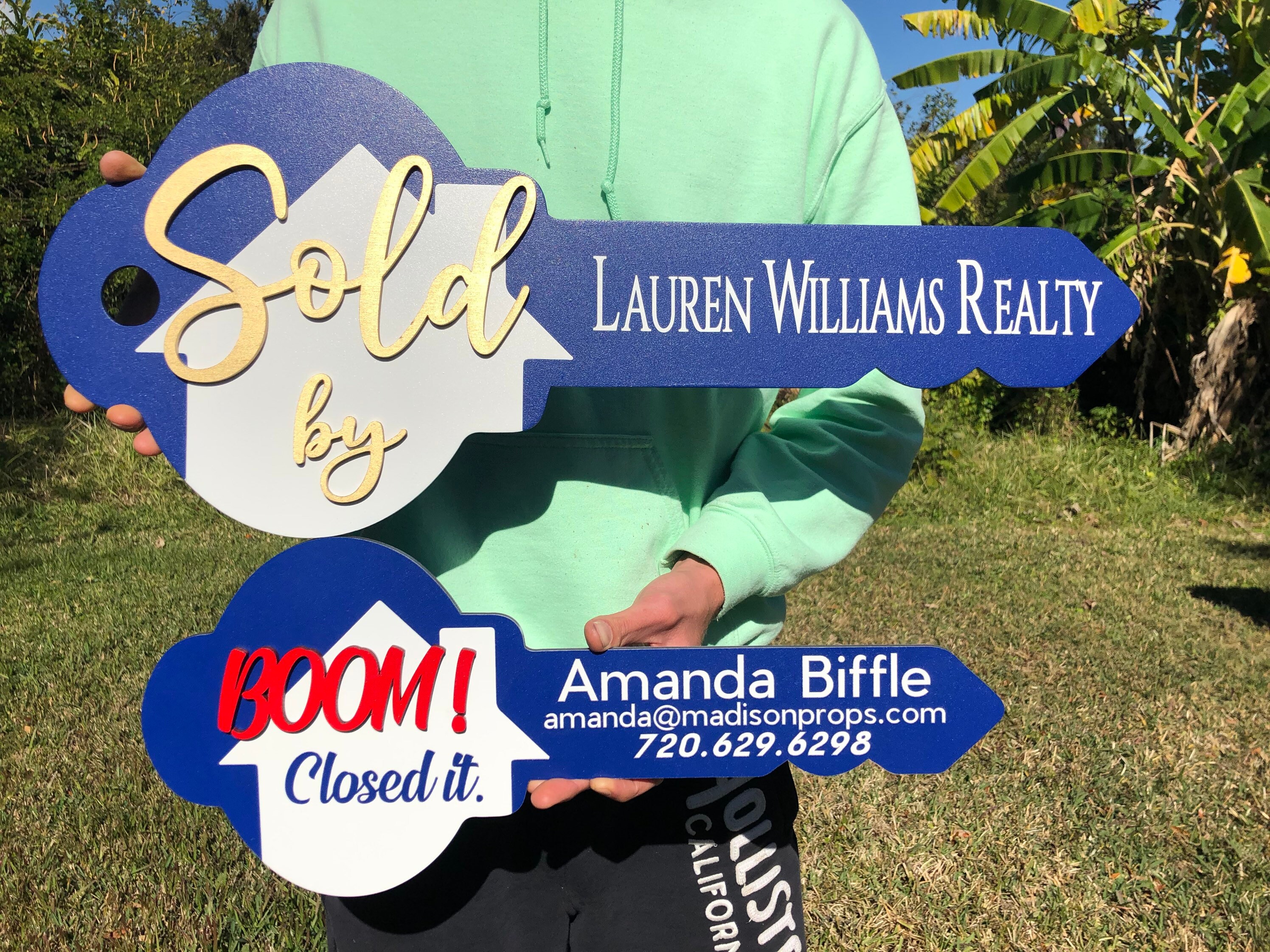Sold Key Blue Sold Key Sign for Realtors, 3D Realtor Gift, Blue Sold Key Sign ...