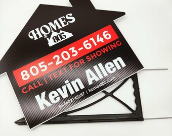 Custom House Shaped Yard Sign, Open House Yard Sign, Directional Sign Open House, Yard Corrugated Plastic Sign, Realtor Bandit Sign, Flute