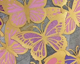 Butterfly Large Glitter Pastel 3 dimensional foam mirror butterflies