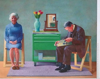 ヴィンテージ デイヴィッド・ホックニー展ポスター、1976年、白黒