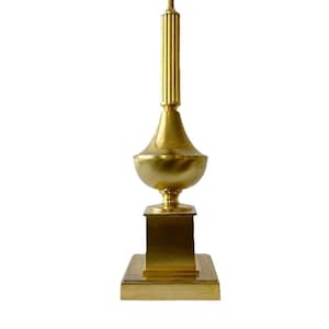 Lampada da tavolo neoclassica in ottone vintage a colonna – Mertens Berlino, Germania Ovest – Stile Hollywood Regency