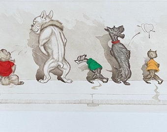 Boris O’Klein, Dirty Dogs of Paris. Original Signed Etching.